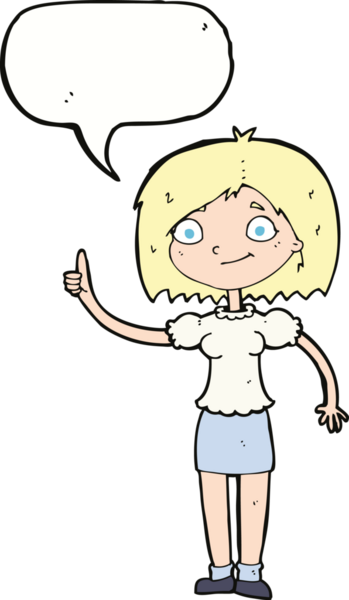 Bir insan tarafından çizilmiş konuşma baloncuğu fikri olan bir karikatür kadın.