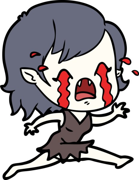 Bir insan tarafından çizilmiş ağlayan vampir kız çizgi filmi.