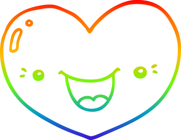 gökkuşağı gradyan çizgi çizimi bir insan tarafından çizilmiş aşk kalp karakteri