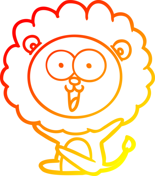 Bir insan tarafından çizilmiş mutlu çizgi film aslanının sıcak çizgi çizimi