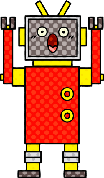 bir insan tarafından çizilmiş bir robotun çizgi roman tarzı
