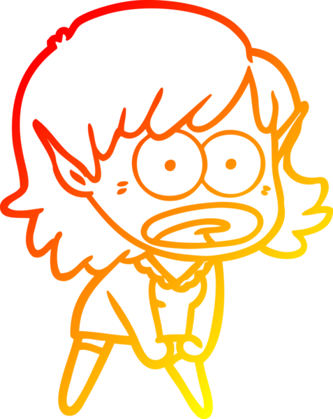 Bir çizgi film karakteri çizimi bir insan tarafından çizilmiş elf kızı şok etti.