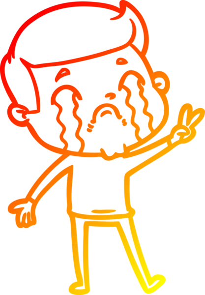 Bir insan tarafından çizilmiş ağlayan bir çizgi film karakteri çizimi.