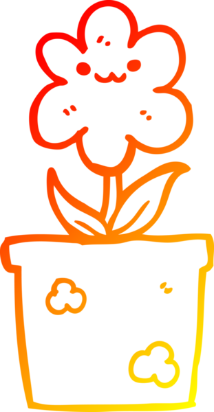 Bir insan tarafından çizilmiş karikatür ev bitkisinin sıcak çizgi çizimi