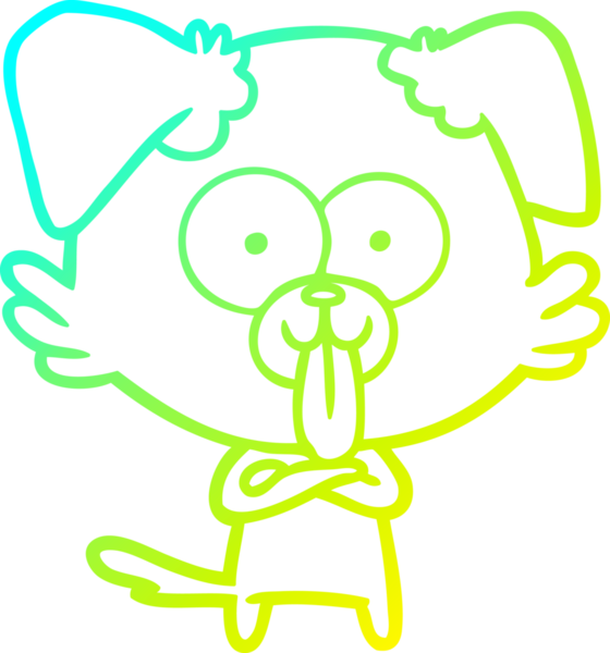 Bir insan tarafından çizilmiş dilli çizgi film köpeği çizimi.