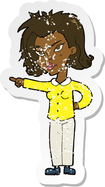 Bir insan tarafından çizilmiş karikatür kadının gerilmiş çıkartması.