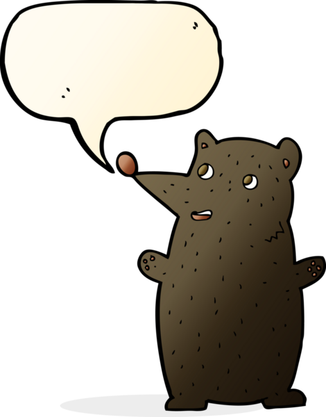 Bir insan tarafından çizilmiş komik çizgi film kara ayısı.