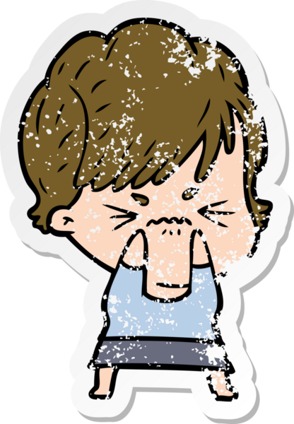 Bir insan tarafından çizilmiş, hayal kırıklığına uğramış bir karikatür çıkartması.