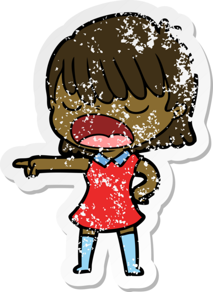 Bir insan tarafından yüksek sesle çizilmiş karikatür kadının sıkıntılı çıkartması.