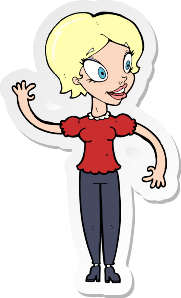 Bir insan tarafından çizilmiş bir karikatür kadının çıkartması.