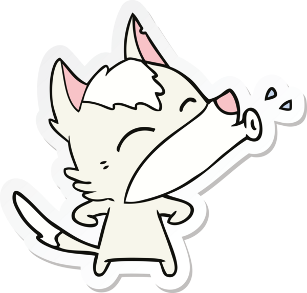 Bir insan tarafından çizilmiş uluyan kurt çizgi filminin çıkartması.