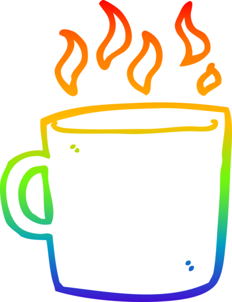 gökkuşağı gradyan çizgisi bir insan tarafından çizilmiş sıcak kahve fincanı