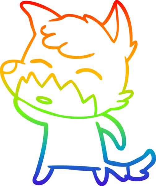 gökkuşağı gradyanı çizimi bir insan tarafından çizilmiş tilki çizgi filmi