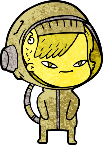 Bir insan tarafından çizilmiş astronot kadın.