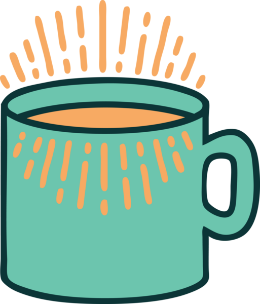 Bir insanın çizdiği kahve fincanının ikonik dövme şekli.