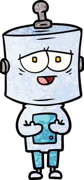 Bir insan tarafından çizilmiş çizgi film robotu