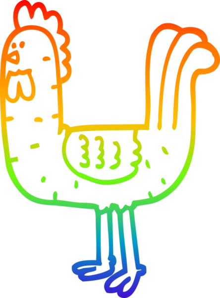 gökkuşağı gradyan çizgi çizimi bir insan tarafından çizilmiş bir horoz çizgi