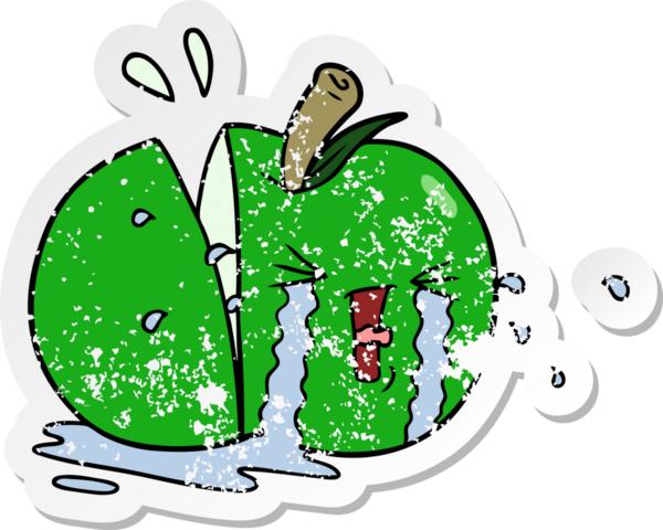 Bir insan tarafından çizilmiş karikatür elmasının sıkıntılı çıkartması.