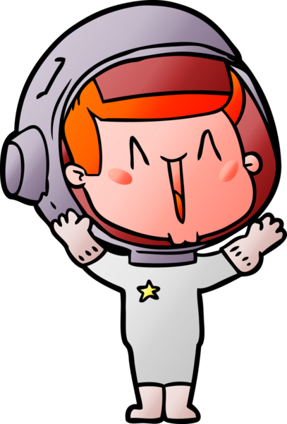 Bir insan tarafından çizilmiş mutlu astronot çizgi filmi.