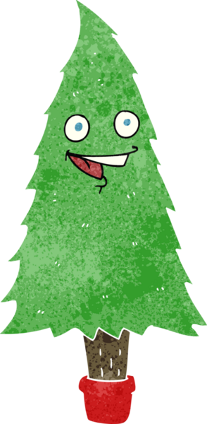 Bir insan tarafından çizilmiş karikatür noel ağacı