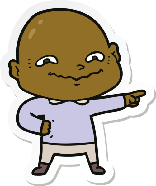 Bir insan tarafından çizilmiş garip bir adamın çıkartması.