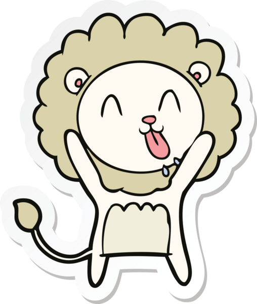 Bir insan tarafından çizilmiş mutlu bir aslanın çıkartması.