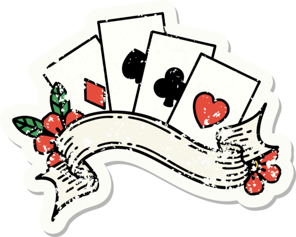 Geleneksel kart stili ve bir insanın çizdiği pankart dövmesi