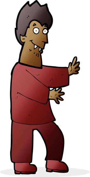 Bir insan tarafından çizilmiş vampir el sallayan çizgi filmi.