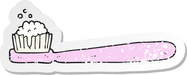 Bir insan tarafından çizilmiş diş fırçasının gerilimli yapıştırması.