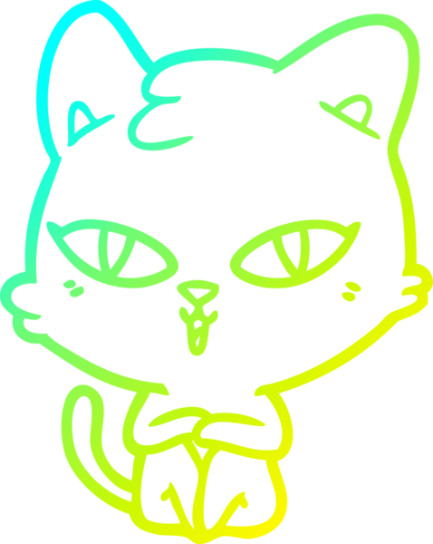 Bir insan tarafından çizilen çizgi film kedisinin soğuk gradyan çizgisi.