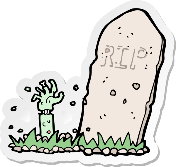 Bir insan tarafından çizilmiş bir zombi çizgi filminin çıkartması.