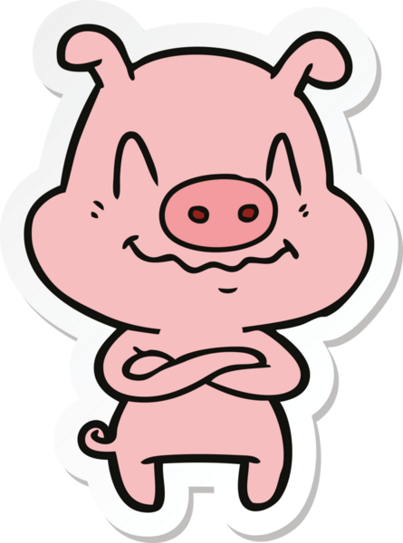 Bir insan tarafından çizilmiş sinirli bir domuzun çıkartması.