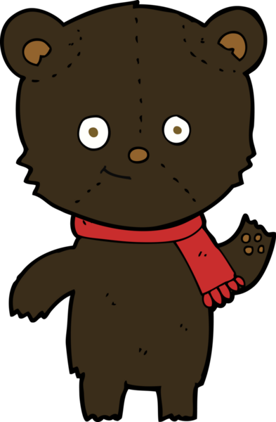 Bir insan tarafından çizilmiş siyah ayı çizgi filmi.