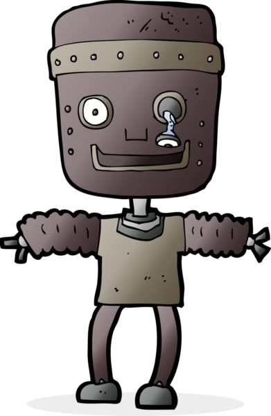 Bir insan tarafından çizilmiş çizgi film robotu