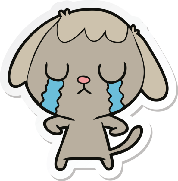 Bir insan tarafından çizilmiş şirin bir köpeğin çıkartması.