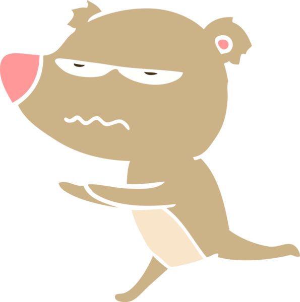 kızgın ayı düz renkli çizgi film bir insan tarafından çiziliyor.