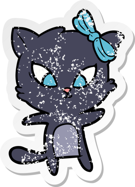 Bir insan tarafından çizilmiş karikatür bir kedinin sıkıntılı çıkartması.