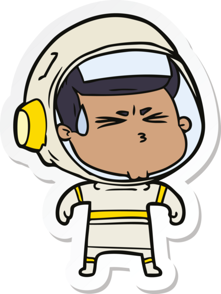 Bir insan tarafından çizilmiş astronotun çizdiği bir çizgi film çıkartması.