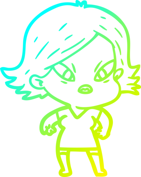 Bir insan tarafından çizilmiş soğuk gradyan çizgi çizimi stresli bir kadın