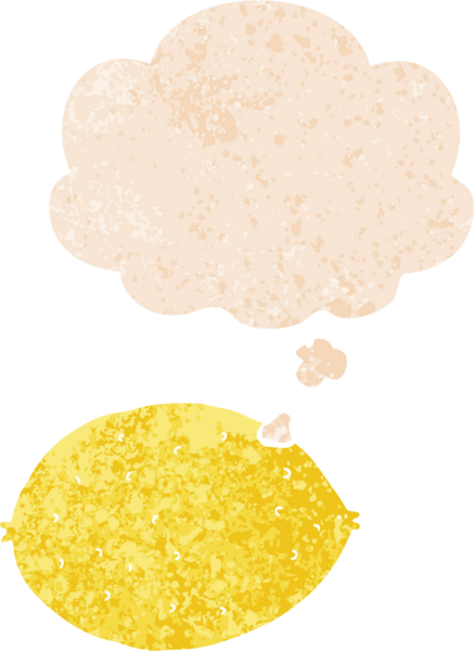 Düşünce baloncuklu karikatür limonu grunge dertli retro desenli bir insan tarafından çizilmiş