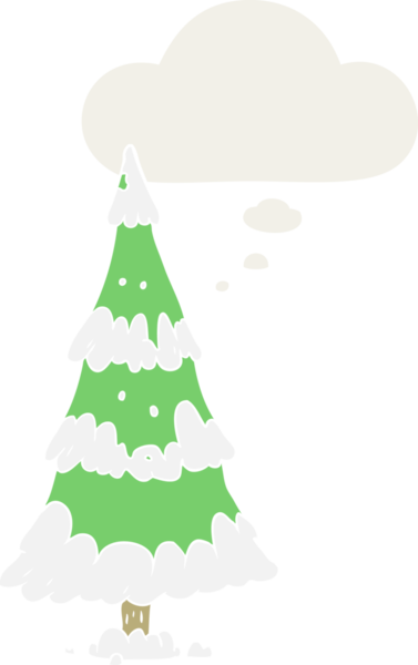 Düşünce baloncuğu insan tarafından çizilmiş bir karikatür noel ağacı.