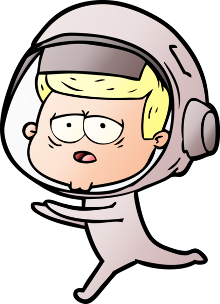 Bir insan tarafından çizilmiş yorgun astronot çizgi filmi.