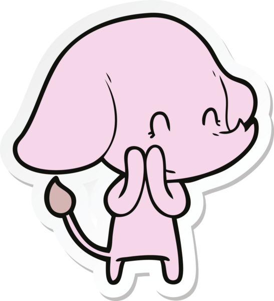 Bir insan tarafından çizilmiş şirin bir fil çıkartması.