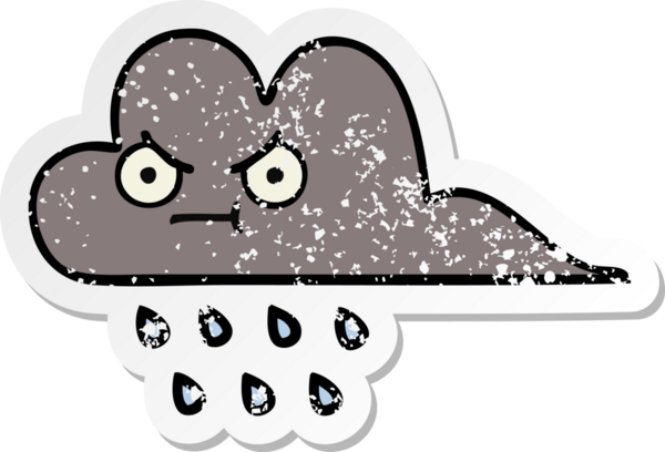 Bir insanın çizdiği yağmur bulutu çizgi filminin sıkıntılı çıkartması.