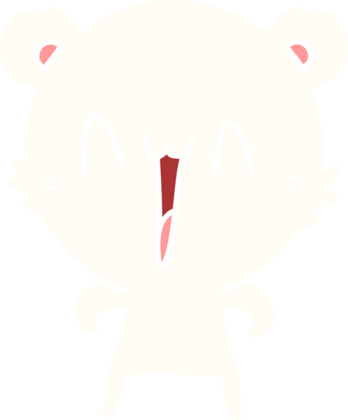 Bir insan tarafından çizilmiş mutlu kutup ayısı düz renkli çizgi film