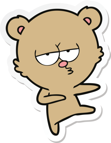 Bir insan tarafından çizilmiş sıkılan ayı çizgi filminin çıkartması.