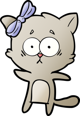 Bir insan tarafından çizilmiş çizgi film kedisi.