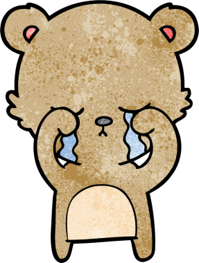 Bir insan tarafından çizilmiş ağlayan çizgi film ayısı.