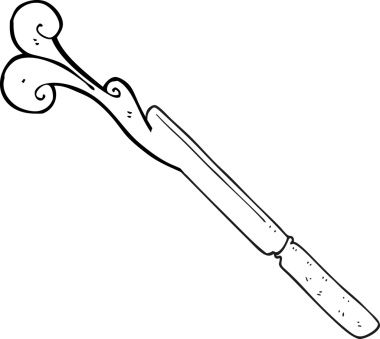 Bir insan tarafından çizilmiş siyah beyaz tereyağı bıçağı.