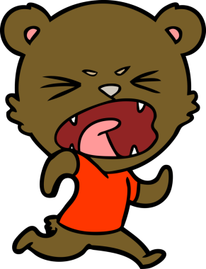 Bir insan tarafından çizilen kızgın çizgi film ayısı.